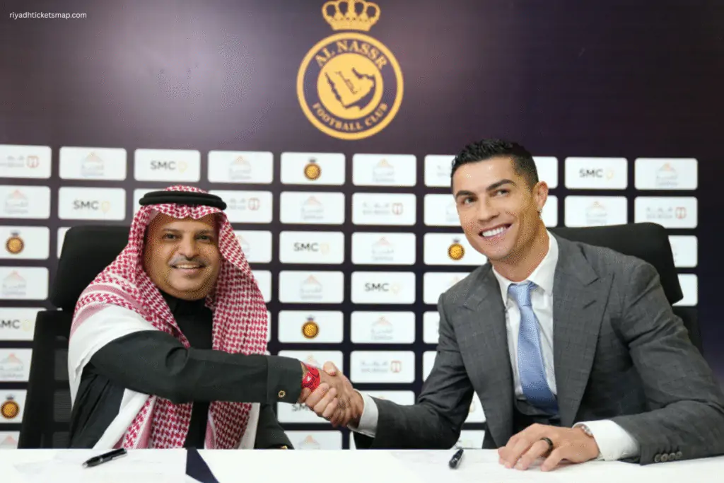 Al-Nassr president Musalli Al-Muammar with Ronaldo