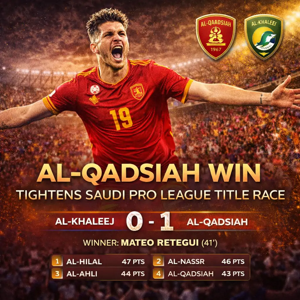 Al-Qadsiah Stay in Title Hunt After Narrow Al-Khaleej Win 2 Al Qadsiah vs Al Khaleej infograhics
