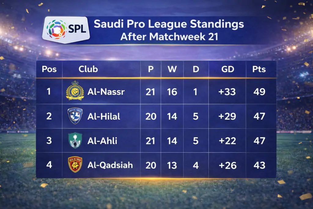 Saudi Pro League Standings